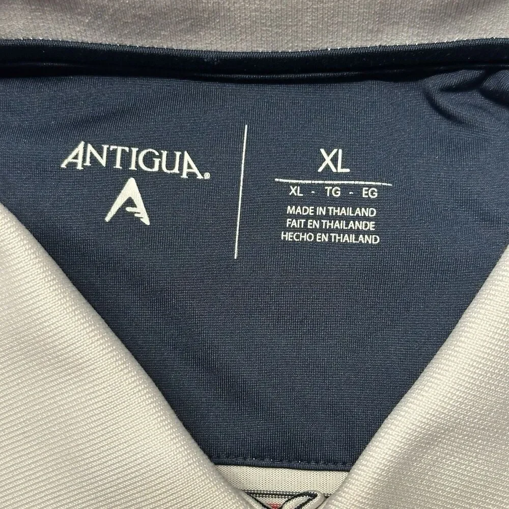 Antigua Men's XL Golf Polo Shirt White Striped Performance Moisture Wicking EUC